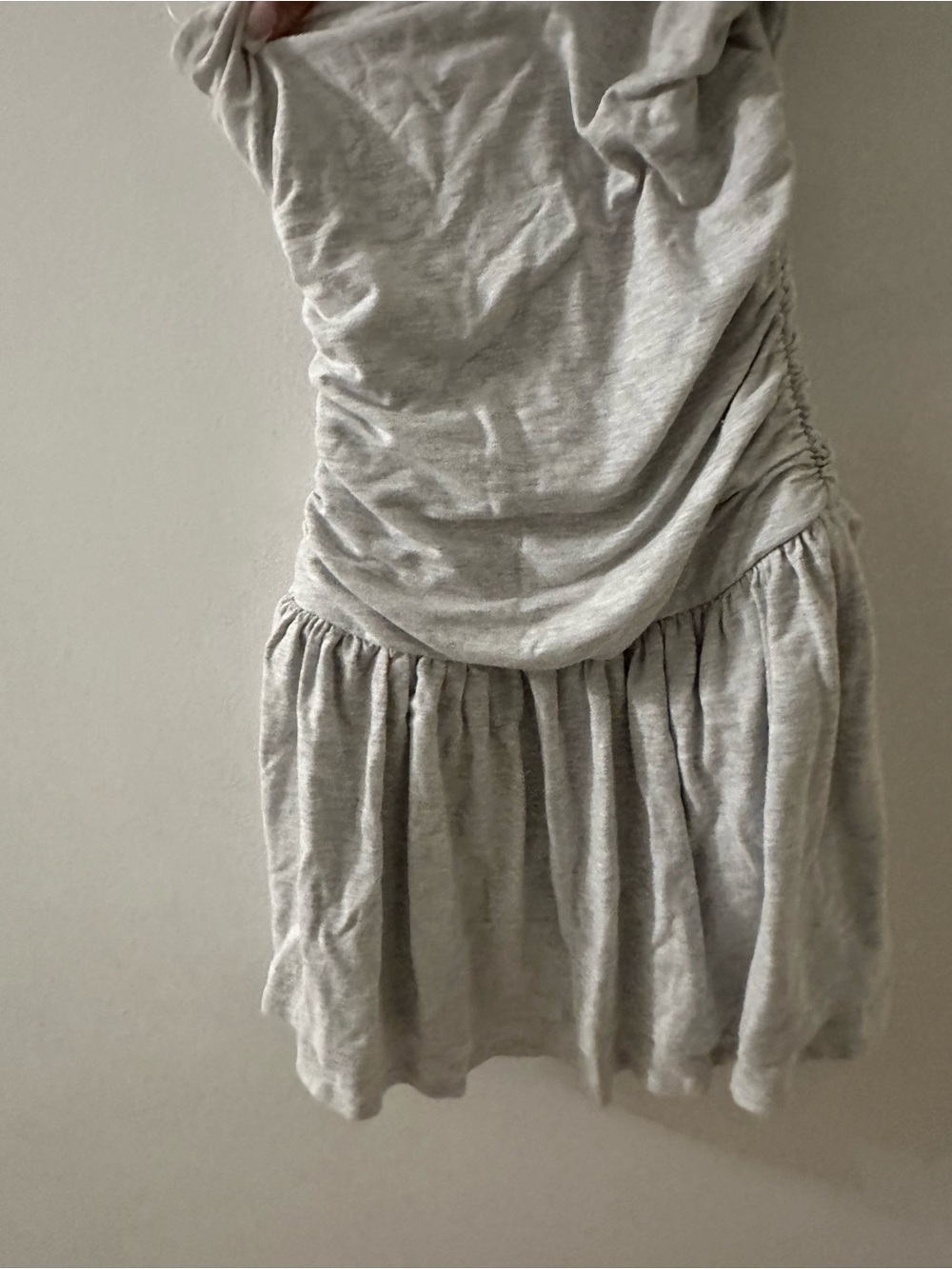Garage Light Gray Gathered Jersey Dress